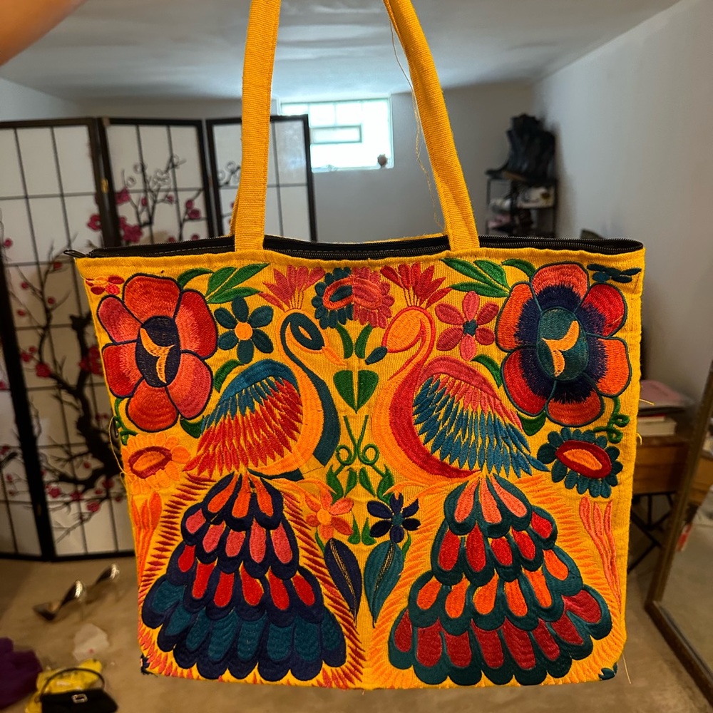 Yellow floral tote